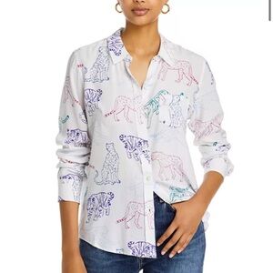 Rails Kate Silk Shirt Jewel Wildcats Animal Print Button Down Size Small
